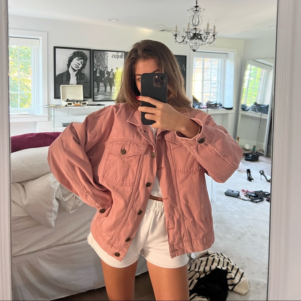 Pink denim jacket